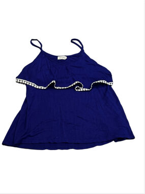 Free Kisses Royal Blue Ruffle Crochet Hem Overlay Tank Top